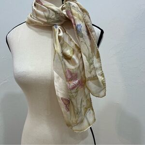 Speciality House 100% Silk Rare Scarf Floral Butterfly Love For The Mother Print